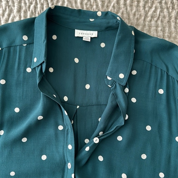 Top Shop Green Dot bottom down shirt - US12 - Picture 4 of 5